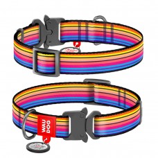 WAUDOG Nylon Нашийник для собак нейлоновий з QR паспортом, малюнок "Лінія 1", металева пряжка-фастекс