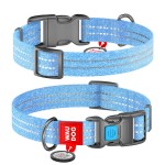 WAUDOG Re-cotton Ошейник для собак из восстановленного хлопка с QR паспортом, светоотражающий, пластиковый фастекс, голубой
