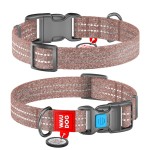 WAUDOG Re-cotton Ошейник для собак из восстановленного хлопка с QR паспортом, светоотражающий, пластиковый фастекс, коричневый
