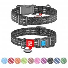 WAUDOG Re-cotton Нашийник для собак з відновленої бавовни з QR паспортом, світловідбиваючий, пластиковий фастекс, сірий