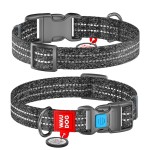 WAUDOG Re-cotton Ошейник для собак из восстановленного хлопка с QR паспортом, светоотражающий, пластиковый фастекс, серый