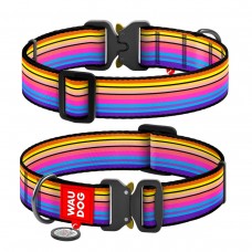 WAUDOG Nylon Ошейник для собак нейлоновый с QR паспортом, рисунок "Линия 1" металлическая пряжка-фастекс