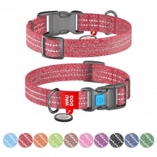 WAUDOG Re-cotton Нашийник для собак з відновленої бавовни з QR паспортом, світловідбиваючий, пластиковий фастекс, червоний