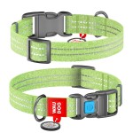 WAUDOG Re-cotton Ошейник для собак из восстановленного хлопка с QR паспортом, светоотражающий, пластиковый фастекс, салатовый