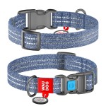 WAUDOG Re-cotton Ошейник для собак из восстановленного хлопка с QR паспортом, светоотражающий, пластиковый фастекс, синий