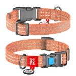 WAUDOG Re-cotton Ошейник для собак из восстановленного хлопка с QR паспортом, светоотражающий, пластиковый фастекс, оранжевый