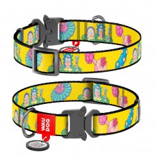 WAUDOG Nylon Ошейник для собак нейлоновый с QR паспортом, рисунок "Рик и Морти 1", металлическая пряжка-фастекс