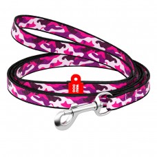 WAUDOG Nylon Поводок для собак нейлоновый, рисунок "Розовый камо"