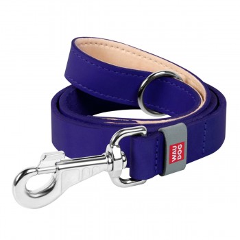 WAUDOG Classic Поводок для собак кожаный, фиолетовый