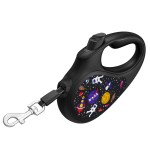 WAUDOG R-leash Поводок-рулетка для собак, рисунок "NASA", светоотражающая лента, черный
