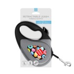 WAUDOG R-leash Поводок-рулетка для собак, рисунок "Пончики", светоотражающая лента, черный