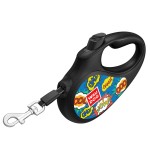 WAUDOG R-leash Поводок-рулетка для собак, рисунок "ВАУ", светоотражающая лента, черный