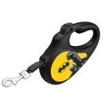 WAUDOG R-leash Поводок-рулетка для собак, рисунок "Бэтмен Желтый", светоотражающая лента, черный