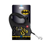 WAUDOG R-leash Повідець-рулетка для собак, малюнок "Бетмен Візерунок", світловідбивна стрічка, чорний