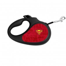 WAUDOG R-leash Поводок-рулетка для собак, рисунок "Супермен Лого Красный", светоотражающая лента, черный