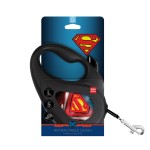 WAUDOG R-leash Поводок-рулетка для собак, рисунок "Супермен Лого", светоотражающая лента, черный