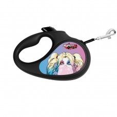 WAUDOG R-leash Повідець-рулетка для собак, малюнок "Харлі Квін", світловідбивна стрічка, чорний