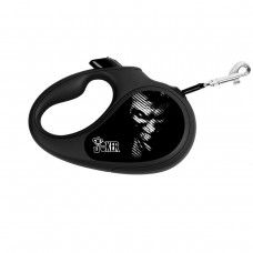 WAUDOG R-leash Поводок-рулетка для собак, рисунок "Джокер Черный", светоотражающая лента, черный
