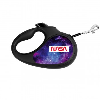 WAUDOG R-leash Поводок-рулетка для собак, рисунок "NASA21", светоотражающая лента, черный