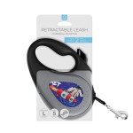 WAUDOG R-leash Поводок-рулетка для собак, рисунок "Космос. Ракета", светоотражающая лента, черный