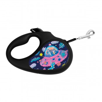 WAUDOG R-leash Поводок-рулетка для собак, рисунок "Рик и Морти 1", светоотражающая лента, черный