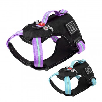 WAUDOG Nylon Шлей для собак безпечний з QR паспортом, металева пряжка-фастекс, фіолетова