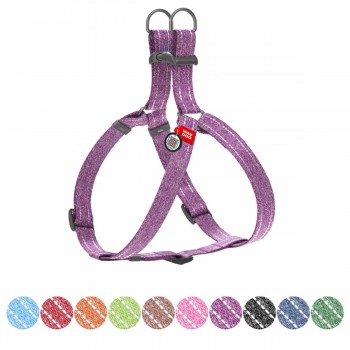 WAUDOG Re-cotton Шлея из восстановленного хлопка с QR паспортом, светоотражающая, пластиковый фастекс, фиолетовая