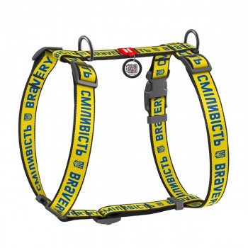 WAUDOG Nylon Шлей для собак анатомічний H-подібний з QR-паспортом, малюнок "Сміливість", пластиковий фастекс