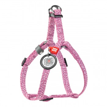 WAUDOG Re-cotton Шлея для котов и мелких собак из восстановленного хлопка с QR паспортом, пластиковый фастекс, розовая