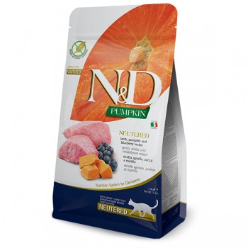 Сухий корм Farmina N&D Grain Free Pumpkin для стерилізованих котів з ягням, гарбузом та чорницею, 300 г