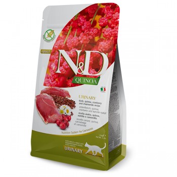 Сухий корм Farmina N&D Quinoa Urinary Adult для дорослих котів для профілактики сечокам'яної хвороби з качкою, кіноа, журавлиною та ромашкою, 1,5 кг