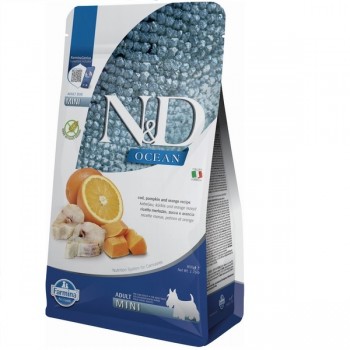 Сухой корм Farmina N&D Ocean Grain Free для взрослых собак мелких пород с щепкой, тыквой и апельсином (пробник)