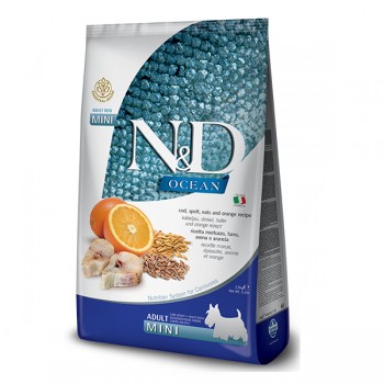 Сухой корм Farmina N&D Low Grain Ocean для взрослых собак малых пород с щепкой и апельсином