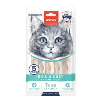 Жидкое лакомство для кошек Wanpy Functional Creamy Lickable Treat Skin&Coat кожа и шерсть