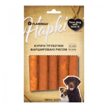 Лакомство для собак Flamingo куриные трубочки фаршированные рисом, 75 г