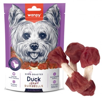Ласощі для собак Wanpy Duck Jerky Dumbbells Ванпі кістка-гантель з в'яленою качкою Ласощі для собак Wanpy Duck Jerky Dumbbells Ванпі кістка-гантель з в'яленою качкою
