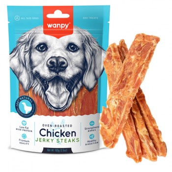 Лакомство для собак Wanpy Chicken Jerky Steaks филе куриное вяленое полоски Лакомство для собак Wanpy Chicken Jerky Steaks филе куриное вяленое полоски