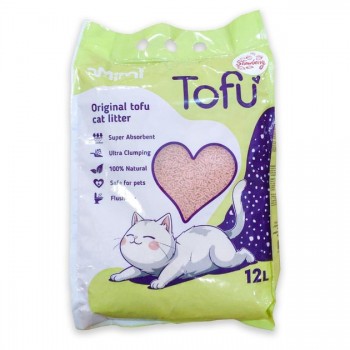 MiMi CAT TOFU соевый наполнитель для кошачьего туалета с ароматом клубники12 л/5,4 кг