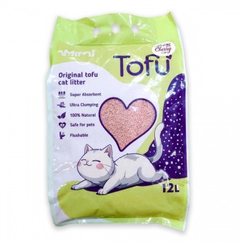 MiMi CAT TOFU соевый наполнитель для кошачьего туалета с ароматом вишни, 12 л/5,4 кг