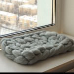 Myrr Серый вязаный лежак-плед из 100% шерсти мериноса