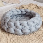 Myrr Серая вязаная лежанка из 100% шерсти мериноса