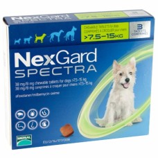 NexGard Spectra жевательная таблетка от блох, клещей и гельминтов для собак весом 7,5-15 кг