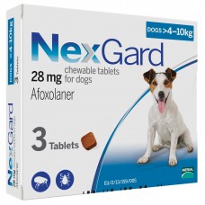 NexGard жевательная таблетка от блох и клещей для собак весом 4-10 кг