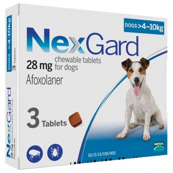 NexGard жувальна таблетка від бліх та кліщів для собак вагою 4-10 кг