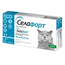 Краплі від бліх, кліщів і гельмінтів KRKA Селафорт для котів 2.6-7.5кг (0.75мл)