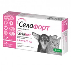 Краплі від бліх, кліщів і гельмінтів KRKA Селафорт для котів і собак до 2.5кг (0.25мл)