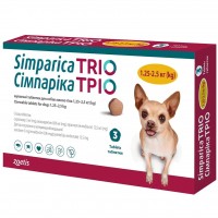 Simparica (Симпарика) ТРИО Таблетки от глистов, блох и клещей для собак весом 1,25 - 2,5 кг