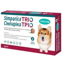 Simparica (Симпарика) ТРИО Таблетки от глистов, блох и клещей для собак весом 10 - 20 кг