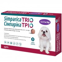 Simparica (Симпарика) ТРИО Таблетки от глистов, блох и клещей для собак весом 2,5 -5  кг