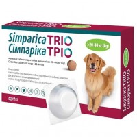 Simparica (Симпарика) ТРИО Таблетки от глистов, блох и клещей для собак весом 20 -40  кг